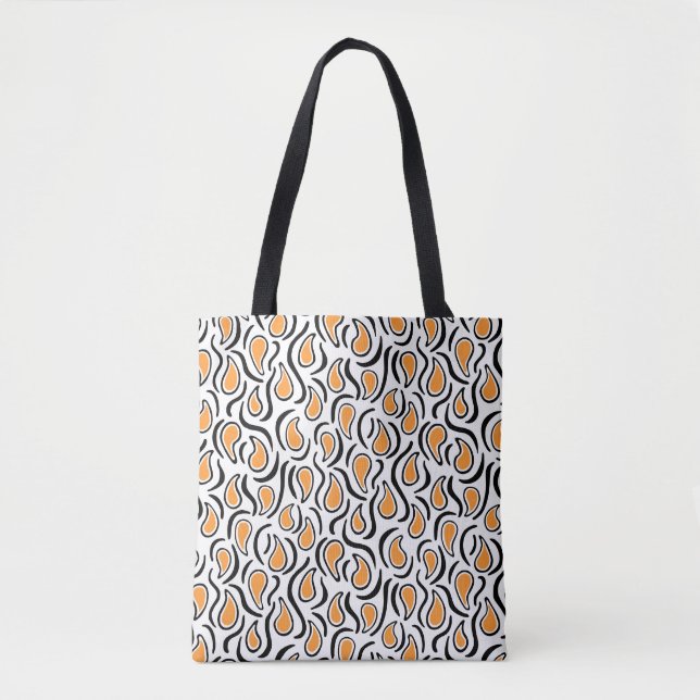 Bolso De Tela Resumen Paisley 230523 - Naranja ligero, B&W (Anverso)