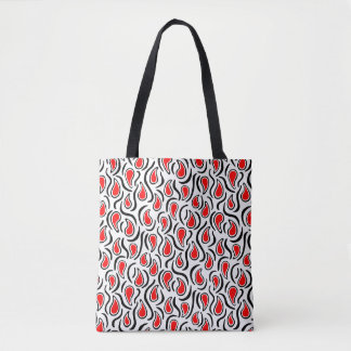 Bolso De Tela Resumen Paisley 230523 - Rojo, Negro y Blanco