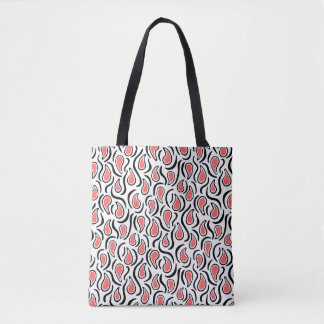 Bolso De Tela Resumen Paisley 230523 - Rosa tropical, B&W
