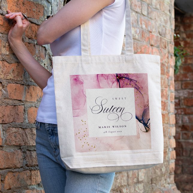 Bolso De Tela Resumen Pastel de la Marina Púrpura Rosa Dulce 16  (Subido por el creador)