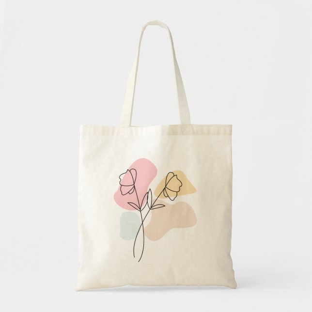 Bolso De Tela Resumen Pastel Floral (Frente)