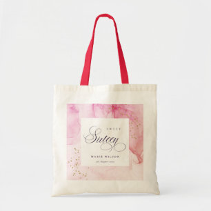 Bolso De Tela Resumen Pastel Púrpura Rosa Dulce 16 Cumpleaños