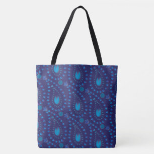 Bolso De Tela Resumen Patrón azul oscuro paisley tulipán floral