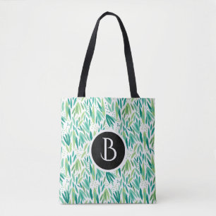 Bolso De Tela Resumen Patrón botánico de las hojas verdes