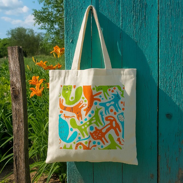 Bolso De Tela Resumen Patrón de gato Arte Mascota moderno y capr (Subido por el creador)