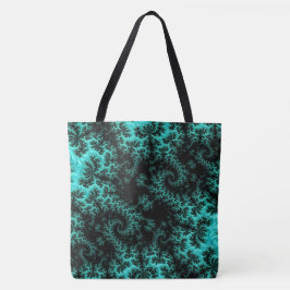 Bolso De Tela Resumen Patrón fractal verde negro