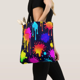 Bolso De Tela Resumen Pintura de Neon Paint Drin