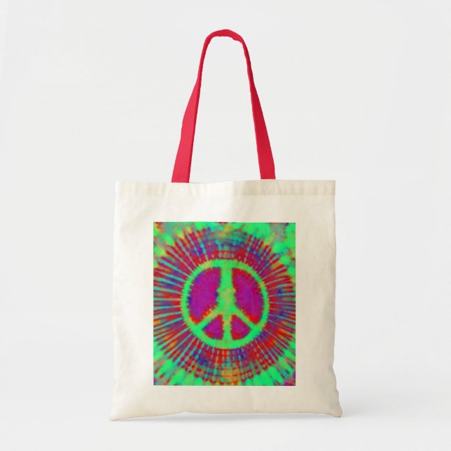 Bolso De Tela Resumen Psicodélico Signo de paz de tinte (Frente)