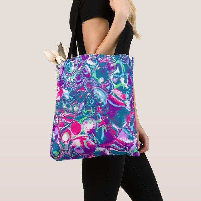 Bolso De Tela Resumen rosa y azul del arte fluido (Detalle)