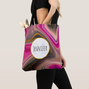 Bolso De Tela Resumen rosa y negro con monograma de bañadores de