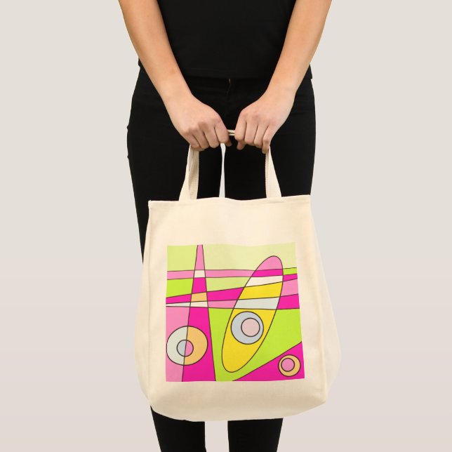 Bolso De Tela Resumen Surfing Bright Pink Green Bubblegegum (Anverso (producto))
