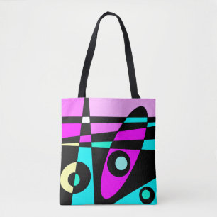 Bolso De Tela Resumen Surfing Turquoise Hot Pink Yellow Black