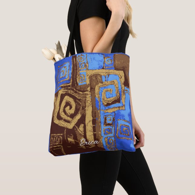 Bolso De Tela Resumen tribal de arte en Grecia Tote personalizad (Detalle)