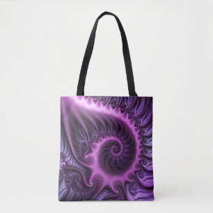 Bolso De Tela Resumen Vivid Guay Pink Purple Fractal Art Spiral