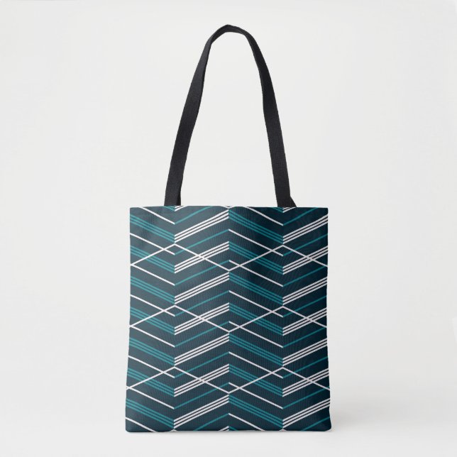 Bolso De Tela Resumen zigzag: elegante geométrico vintage. (Anverso)