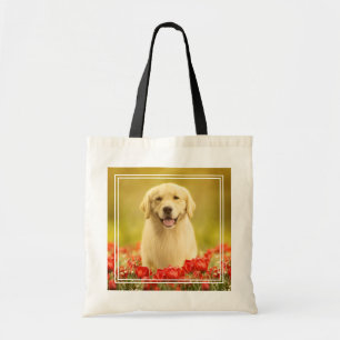 Bolso De Tela Retén de oro en flores rojas