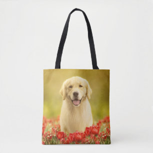 Bolso De Tela Retén de oro en flores rojas