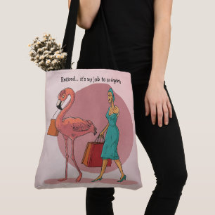 Bolso De Tela Retirado Es mi trabajo ir de compras Flamingo Rosa