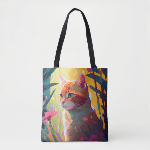 Bolso De Tela Retrato animal de gato Pintura de vida silvestre a