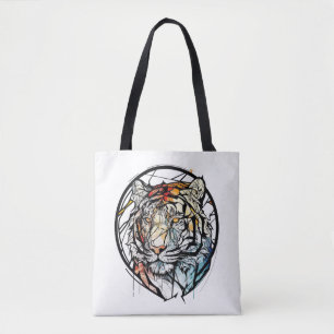 Bolso De Tela Retrato animal de tigres sin vidrio manchado
