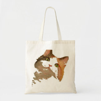 Bolso De Tela Retrato artístico de gato de Calico teñido de colo