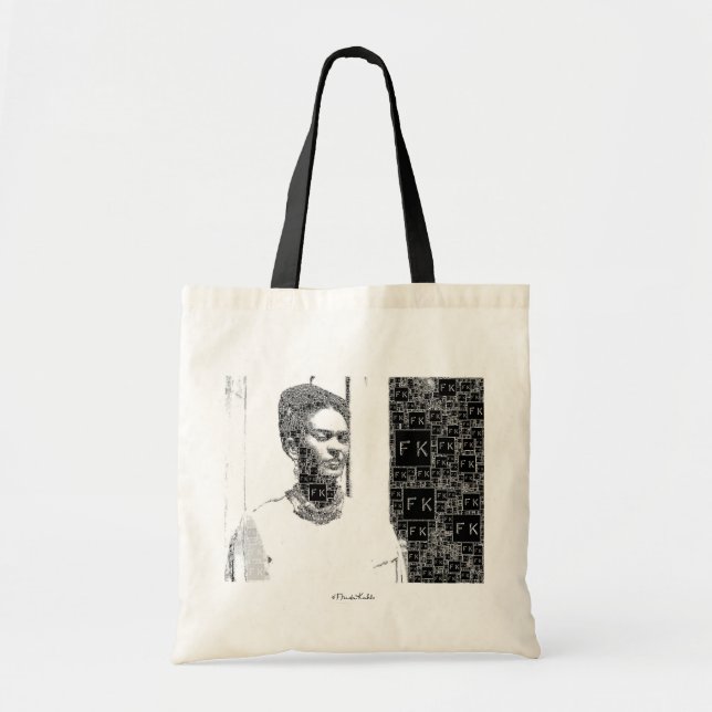 Bolso De Tela Retrato blanco y negro de Frida Kahlo (Frente)