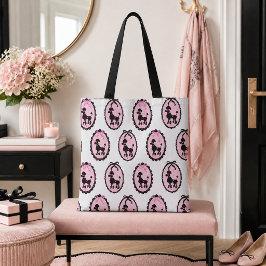 Bolso De Tela Retrato Bonito de Caniche Rosa y Blanco