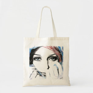 Bolso De Tela Retrato chica ojos Bonito Arte de pintura acuarela