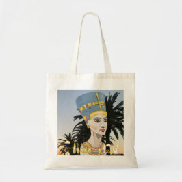 Bolso De Tela Retrato colorido nefertiti y Tote de palmeras B