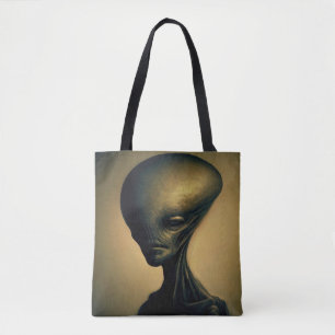 Bolso De Tela Retrato de Alien dibujado a mano