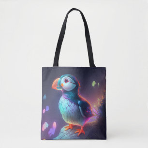 Bolso De Tela Retrato de animal de pájaro de Puffin pintura Espí