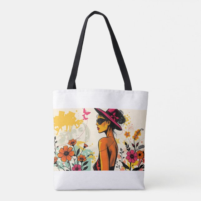 Bolso De Tela Retrato de Arte de Sueños Turquesa 🌿 (Reverso)