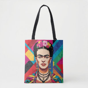 Bolso De Tela Retrato de arte pop de Frida Kahlo - Colores vibra