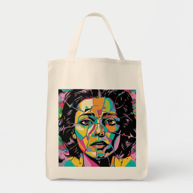 Bolso De Tela Retrato de arte pop Resumen Mujer Cara (Frente)