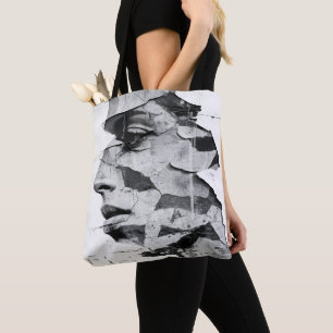 Bolso De Tela Retrato de belleza de graffiti urbano monocromo mu