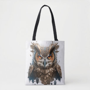 Bolso De Tela Retrato de búho pintura animal vida silvestre al a