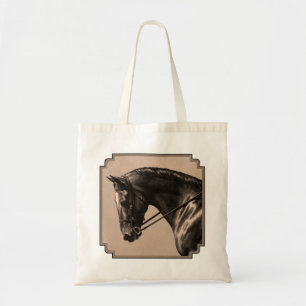 Bolso De Tela Retrato de caballo de Brown Bay Oldenburg Sepia