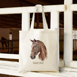 Bolso De Tela Retrato de caballo vaquera ecuestre personalizado
