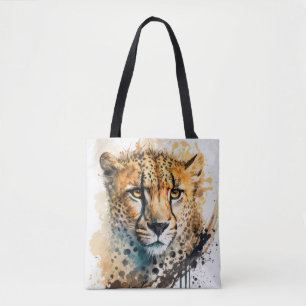 Bolso De Tela Retrato de Cheetah Pintura de animales Vida silves