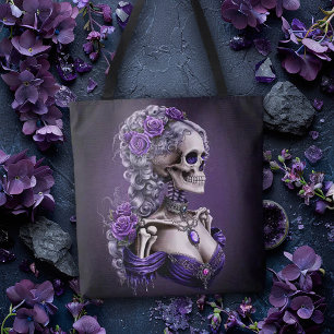 Bolso De Tela Retrato de estilo cameo de esqueleto femenino