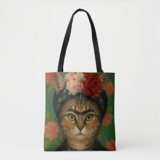Bolso De Tela Retrato de gato de Frida Kahlo, impresión de arte