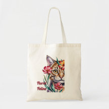 Retrato de gato en acuarela artística con flores r