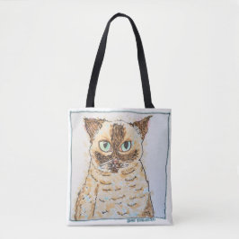 Bolso De Tela Retrato de Gato Excéntrico y Colorido