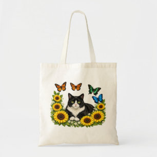 Bolso De Tela Retrato de girasol corona de gato esmoquin lindo
