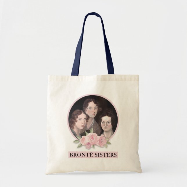 Bolso De Tela Retrato de hermanas bronce con rosas rosas rosas (Frente)