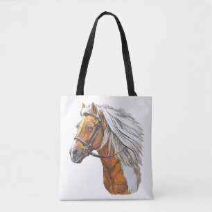 Bolso De Tela Retrato de herradura dibujado a mano