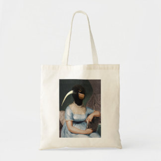 Bolso De Tela retrato de Jane Austen con cabeza de pájaro