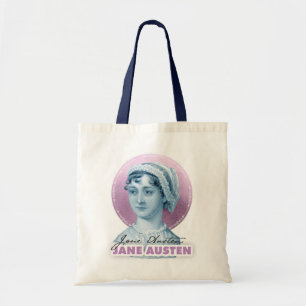 Bolso De Tela Retrato de Jane Austen y rosa de la firma