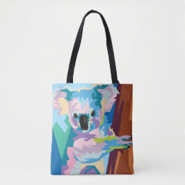 Bolso De Tela Retrato de Koala, arte pop colorido