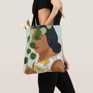 Bolso De Tela Retrato de la botánica - mujer con verdor